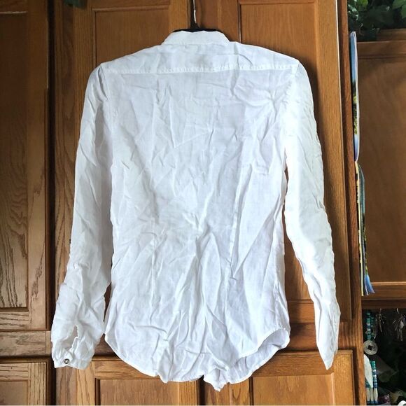 Massimo Dutti Ruffle Linen Hidden Front Button Up Blouse Size 36 - Picture 9 of 13